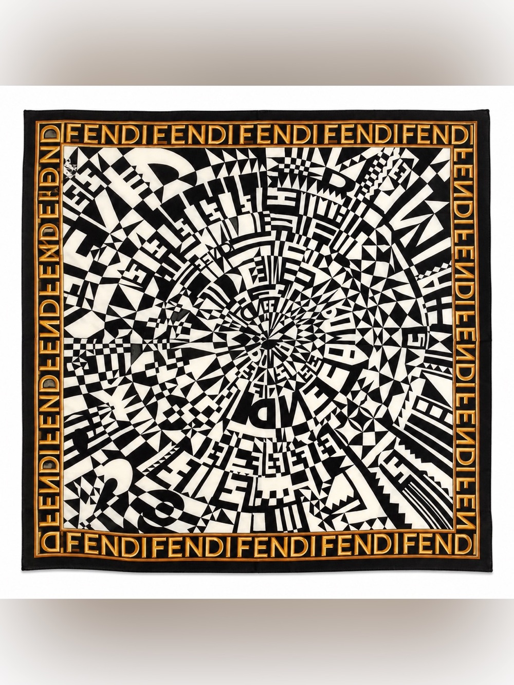 Fendi Vintage FF Geometric Logo Cotton Scarf Handkerchief